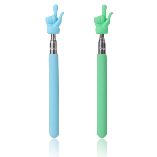 2pcs Teachers Pointer Stick, Telescopic Teachers Pointer for Classroom Presentation Whiteboard Extendable Pointing Stick for Teachers Speakers (Green, Blue)