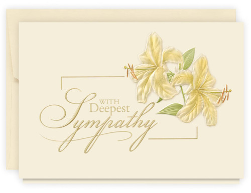 The Gallery Collection - Lilies Sympathy Card with Pearl Lined Envelope