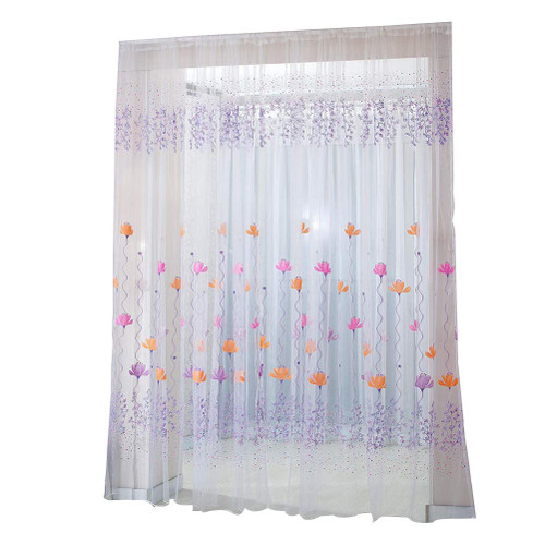 ARTIBETTER Lotus Sheer Curtain Tulle Window Treatment Voile Drape Valance Panel Fabric (Purple)