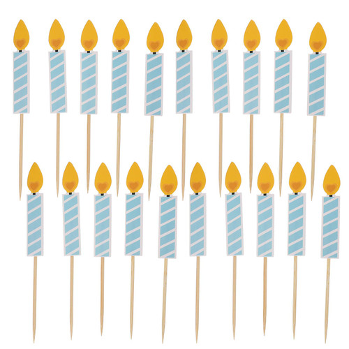 PartyKindom 50Pcs Cupcake Toppers Candle Design Cupcake Picks Birthday Cake Insert Cards Party for Birthday
