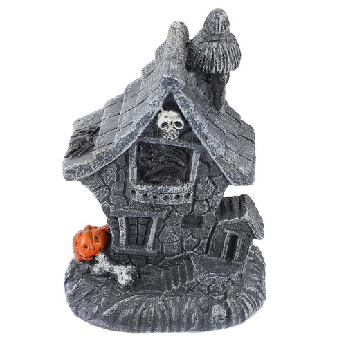 PartyKindom Halloween Style House Adornment Decorative Haunted House with Lamp Halloween for Halloween Party