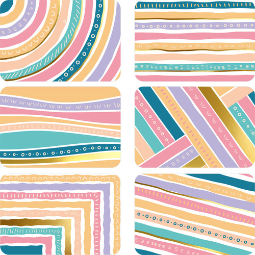 FANCY LAND 36Pack Striped Greeting Cards Gold Foil Boho Note Cards with Colored Envelopes Blank Inside Office School Home 4 X 6