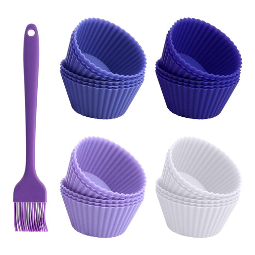 24Pcs Silicone Baking Cups, Big Muffin Molds Cupcake Liners with Brush, Reusable Nonstick Flower Cake Cup Holders for Muffins, Cupcakes and Candies(4 Colors) 24Pcs Silicone Baking Cups, Big Muffin Molds Cupcake Liners with Brush, Reusable Nonstick Flower Cake Cup Holders for Muffins, Cupcakes and Candies(4 Colors)