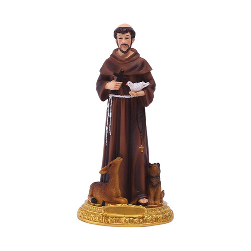 Gazechimp Saint Francis of Assisi Statue St Francis Figure Decorative Small Resin Catholic Statues Figurine Collection Home Decor Indoor Decoration
