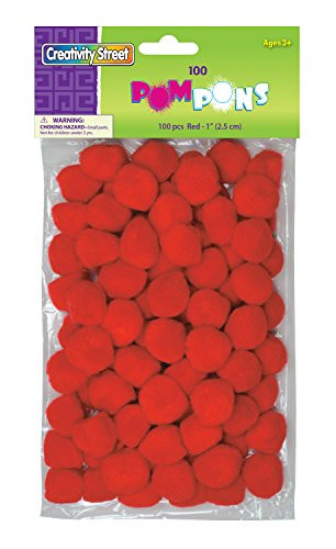 Creativity Street Pom Pons 100-Piece x 1 Inch, Red