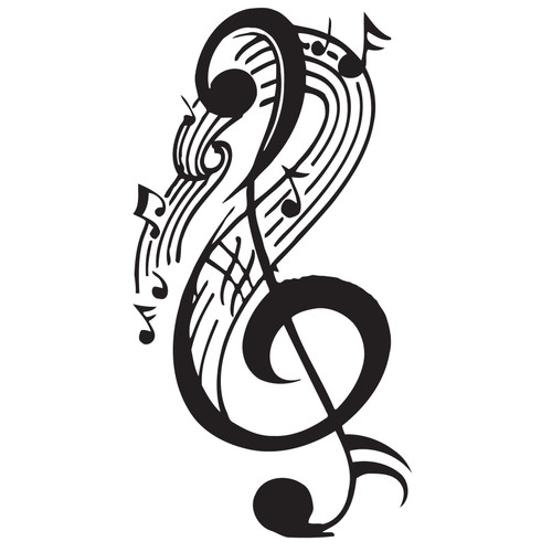 Wall Decals Note Musical Notes Waves Music Recording Studio Treble Clef Floral Patterns Wall Vinyl Decal Stickers Bedroom Murals