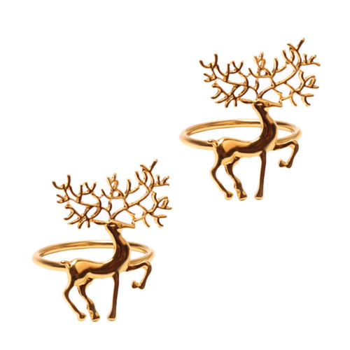 BESTOYARD 2pcs Christmas Napkin Buckle Metal Napkin Holder Christmas Napkins Napkin Holders for Tables Dinner Napkin Ring Xmas Napkin Holder Festive Napkin Rings Xmas Napkin Ring Holder Elk