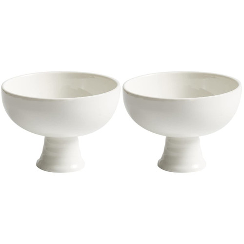 Happyyami Japanese Decor Fruit Bowls 2pcs Footed Ceramic Bowl ceramic pedestals fruit bowl footed serving tray fruit bowl with stand Porcelain Pedestals Bowl White Bowls White Bowls