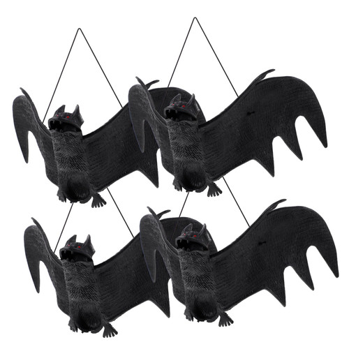 BESTOYARD 4pcs Pendant for Halloween Ornament Small Animals Outdoor Export Halloween Pendant Pendant Rubber Supplies Simulation Bat Pendant Simulation bat Pendant Venue Setting Props