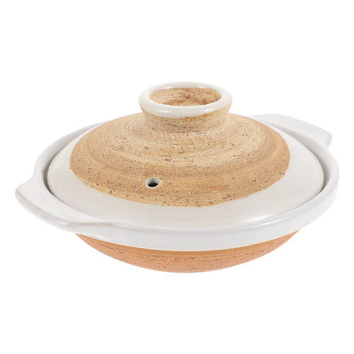 Luxshiny Casserole Clay Pot Japanese Sumi Kannyu Donabe Ceramic Hot Pot Chinese Earthen Pot Stew Pot with Lid for Dolsot Bibimbap Soup 18cm