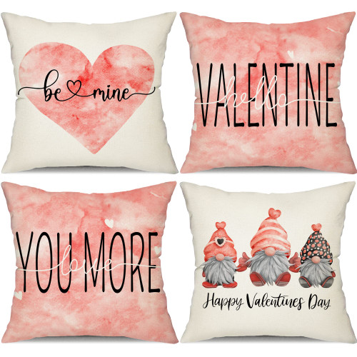 DFXSZ Valentines Day Pillow Covers 18x18 Inch Set of 4 Pink Love Heart Hello Valentine Gnome Throw Pillow Covers Happy Valentine Decorative Throw Pillows Valentines Day Decorations DFXSZ Valentines Day Pillow Covers 18x18 Inch Set of 4 Pink Love Heart Hello Valentine Gnome Throw Pillow Covers Happy Valentine Decorative Throw Pillows Valentines Day Decorations
