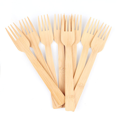 100% Bamboo Utensils -100 PK 6.7" Bamboo Compostable Forks Disposable Cutlery Set Biodegradable Eco Friendly Renewable Flatware Forks