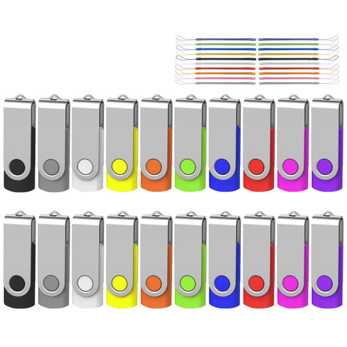 AreTop 128MB Flash Drives 20 Pack, Premium USB2.0 Swivel USB 20 Pack Flash Drives 128MB Memory Stick Thumb Drive Bulk Jump Drive Pendrive (20Pack 128MB, MixColors)