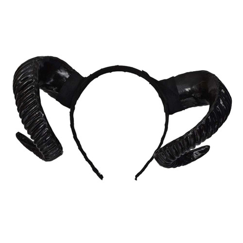 NUOBESTY Black Sheep Horn Headband Devil Demon Horns Headband for Halloween Costume Cosplay Photo Props (Black)