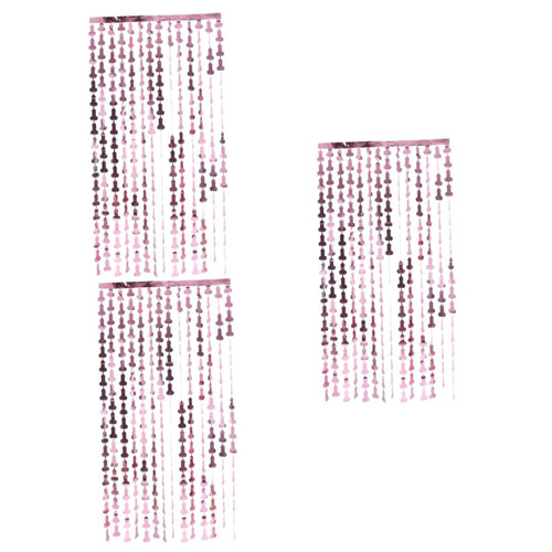 NOLITOY 3pcs Tinsel Engagement Bridal Door Creative Foil Decorative Shower Metallic Bachelor Wreath Rose Curtain for Photo Party Backdrop Props Windown Decorations Wedding Curtains
