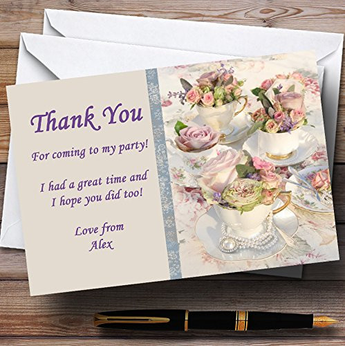 Floral Teacups Pretty Vintage Tea Personalized Party Thank You Cards
