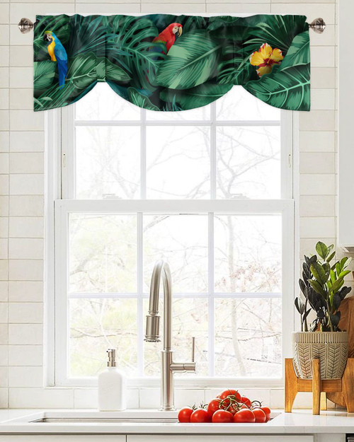 Tie Up Valance for Kitchen,Summer Parrot Tropical Green Turtle Leaf Adjustable Window Shade Valances Rod Pocket Short Curtains,Watercolor Floral and Plants Window Treatment for Bedroom 42x18in Tie Up Valance for Kitchen,Summer Parrot Tropical Green Turtle Leaf Adjustable Window Shade Valances Rod Pocket Short Curtains,Watercolor Floral and Plants Window Treatment for Bedroom 42x18in