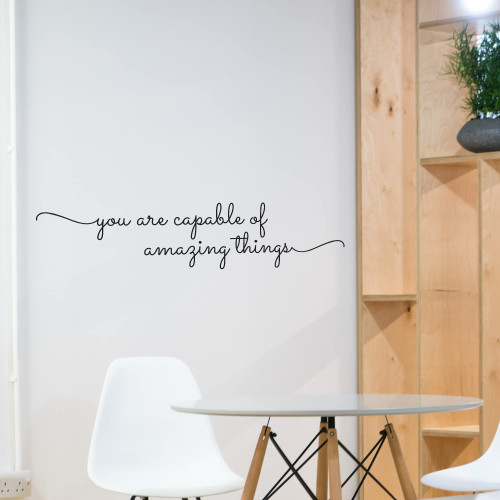 My Vinyl Story You are Capable of Amazing Things LARGE Inspirational Wall Decal Sticker Motivational Office Decor Quote Inspired Motivated Positive Wall Art Vinyl Wall Decal School Classroom Words and Saying 36x8 in