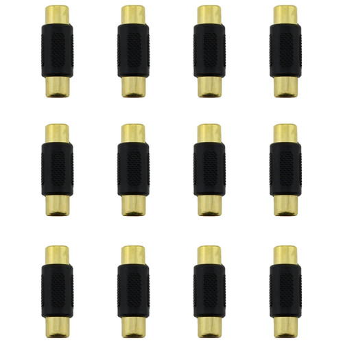 Heyous 12PCS RCA Female to Female Coupler Audio Video Gold Adapter Female to Female Lotus Butt Connectors,for Phono, Speaker, RCA Cable, Amplifier (Gold)