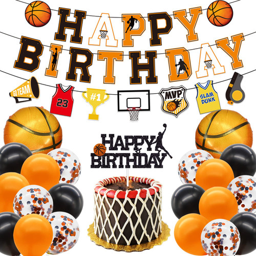 Basketball Birthday Party Decorations Supplies for Boys - Sports Basketball Theme Happy Birthday Banner Cake Topper Balloons Party Pack- Game Day Themed Birthday Baby Shower Photo Props Party Supplies Basketball Birthday Party Decorations Supplies for Boys - Sports Basketball Theme Happy Birthday Banner Cake Topper Balloons Party Pack- Game Day Themed Birthday Baby Shower Photo Props Party Supplies