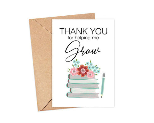 RedNuur Thank You For Helping Me Grow Card - Teacher Appreciation Card - Thank You Teacher - Greeting Cards For Teachers