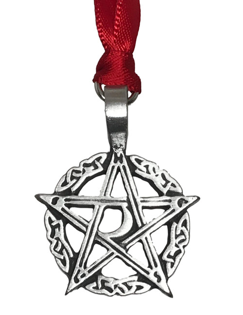 Trilogy Jewelry Pewter Pentagram Crescent Moon Pagan Pentacle Christmas Ornament and Holiday Decoration