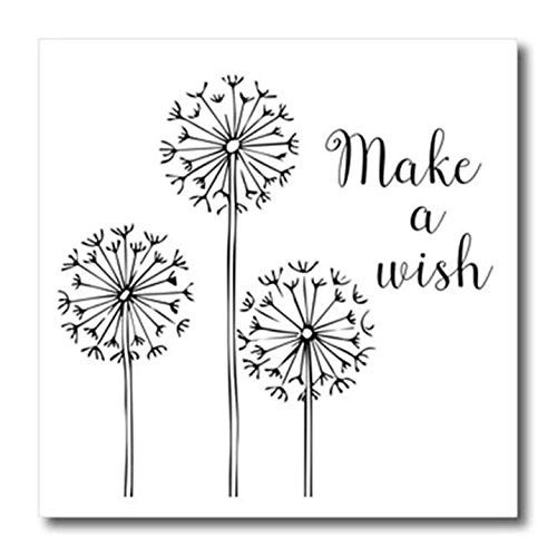 3D Rose Dandelion Make A Wish Iron On Heat Transfer, 10 x 10, White