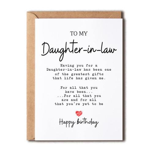 To My Daughter-In-Law - Daughter-In-Law Birthday Card - Daughter-In-Law Is The Greatest Gifts In My Life - Birthday Card For Daughter-In-Law