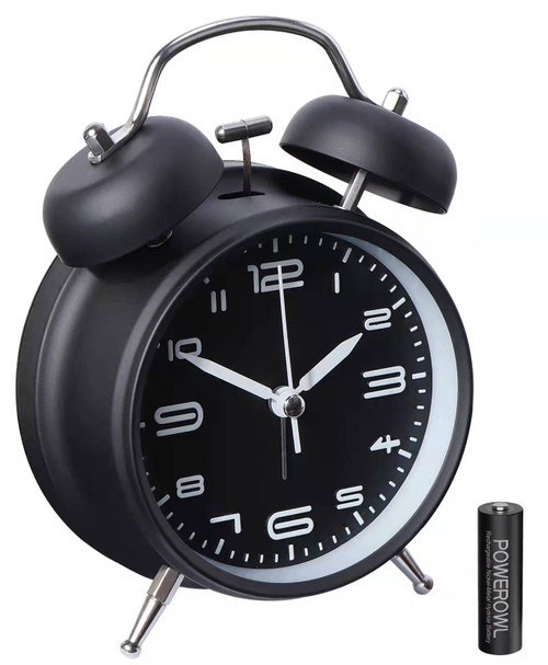 pxy Loud Alarm Clock for Heavy Sleepers Adults 3D Dial(Battery Include), 4" Alarm Clocks for Bedrooms, Classic Silent Non-Ticking Quartz Twin Bell Alarm Clock for Kids Alarm Clock Battery Operated