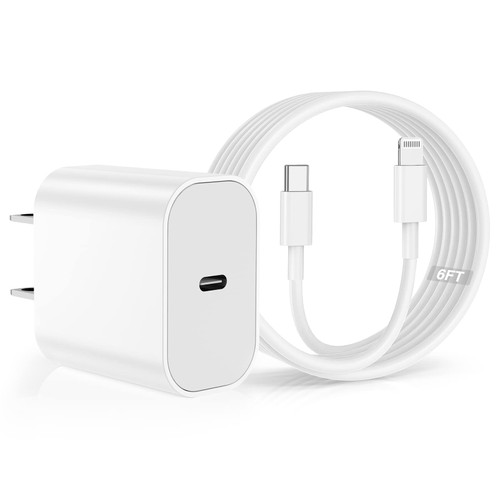 iPhone 14 13 Fast Charger, 20W Apple 14 13 Charger Block with 6FT USB C to Lightning Cable Fast Charging, USB Type C Wall Charger for Apple iPhone 14/13/12/12 Pro/12 Pro Max/ 11/XS/X/SE/iPad/AirPods