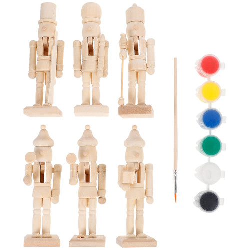 BESTOYARD 4.7'' Christmas Unfinished Wooden Nutcracker Figures Xmas Unpainted Blank Doll DIY Paint Toy Nutcracker Ornaments 6Set BESTOYARD 4.7'' Christmas Unfinished Wooden Nutcracker Figures Xmas Unpainted Blank Doll DIY Paint Toy Nutcracker Ornaments 6Set