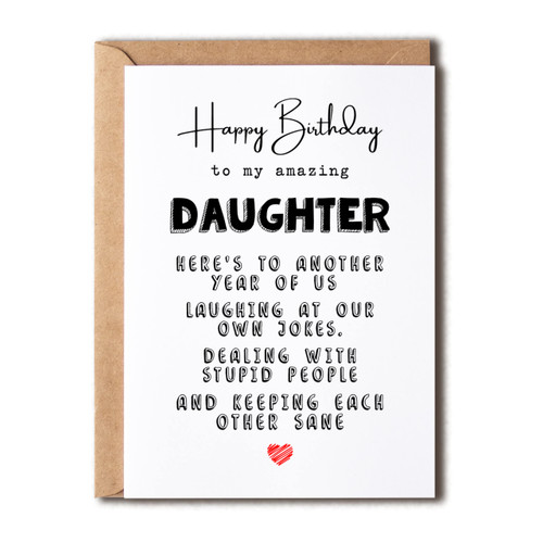 KrysDesigns Birthday Card Daughter - Greeting Card - For Daughter - Happy Birthday To My Amazing Daughter - Funny Card For Daughter - 5 x 7 inches