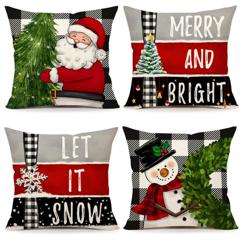 4TH Emotion Buffalo Christmas Pillow Covers 18x18 Set of 4 Farmhouse Christmas Decorations Snowman Wreath Santa Claus Tree Merry Bright Hello Winter Holiday Decor Throw Cushion Case S23C06 4TH Emotion Buffalo Christmas Pillow Covers 18x18 Set of 4 Farmhouse Christmas Decorations Snowman Wreath Santa Claus Tree Merry Bright Hello Winter Holiday Decor Throw Cushion Case S23C06
