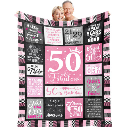 Kazdan 50th Birthday Gifts for Women, 50 Year Old Gifts for Women, 50th Birthday Gift Ideas, 50 Birthday Gifts for Women, 50th Birthday Gifts, 1973 Birthday Gifts for Women, Throw Blanket 60"x50" Kazdan 50th Birthday Gifts for Women, 50 Year Old Gifts for Women, 50th Birthday Gift Ideas, 50 Birthday Gifts for Women, 50th Birthday Gifts, 1973 Birthday Gifts for Women, Throw Blanket 60"x50"