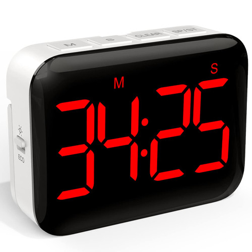 VOCOO Magnetic Kitchen Timer for Cooking with Count Up Countdown, Digital Timer Battery Powered with Large Display, 2 Brightness and Volume Levels for Classroom, Teacher, Kids (Red)