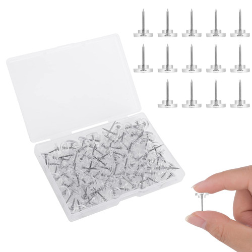 Prasacco 50 Pieces Clear Thumb Tacks and Push Pins for Cork Board, Cute Decorative Push Pins Thumb Tacks for Wall Hangings Flat Round Thumbtacks Pushpins for Posters Bulletin Classroom Office