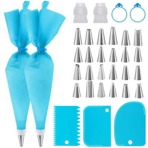 33 Pcs Reusable Piping Bags And Tip Set Cake Decorating Supplies For Baking With Tips And Reusable Pastry Bags And Tips?Silicone Rings?Standard Converters?Decorating Tools For Cookie Icing Cupcakes 33 Pcs Reusable Piping Bags And Tip Set Cake Decorating Supplies For Baking With Tips And Reusable Pastry Bags And Tips?Silicone Rings?Standard Converters?Decorating Tools For Cookie Icing Cupcakes