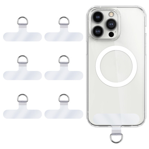 Giantree 6Pcs Cell Phone Tether Tab, Universal Clear Phone Lanyard Patch Pad Without Adhesive Phone Strap Connector with Metal Ring for Cell Phones Security Drop Protection