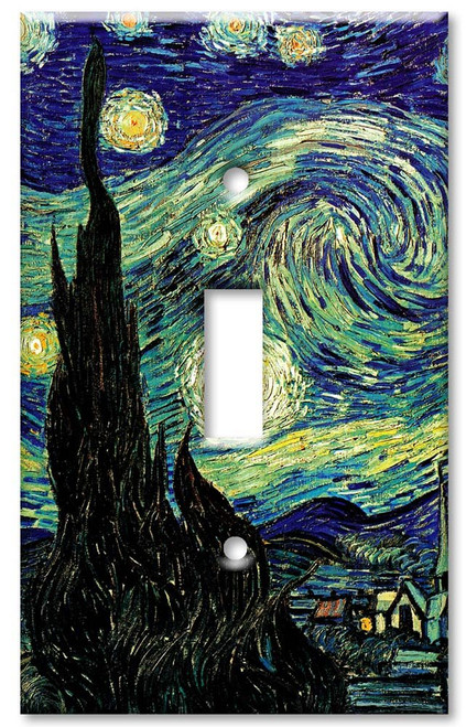 Art Plates - Single Gang Toggle OVERSIZE Switch Plate - OVER SIZE Decorative Metal Wall Plate - Van Gogh: Starry Night - (Made in USA) Art Plates - Single Gang Toggle OVERSIZE Switch Plate - OVER SIZE Decorative Metal Wall Plate - Van Gogh: Starry Night - (Made in USA)