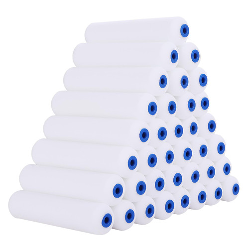Mister Rui Foam Paint Roller, 36 Pack, 6 Inch High Density Foam Paint Roller Covers, Sponge Paint Rollers, Mini Rollers, Small Paint Rollers for Painting Walls, Cabinets, Doors