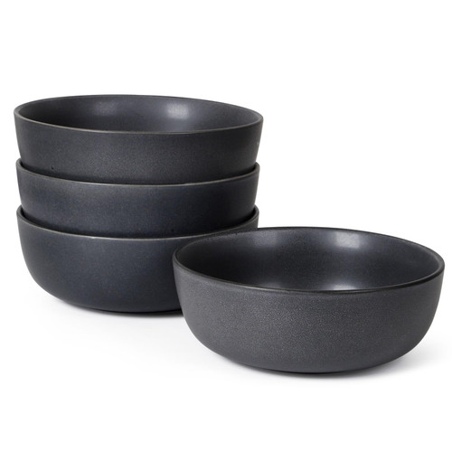 Eanoni Stoneware Ceramic Salad Soup Pasta Cereal Bowls 6.5 Inch, 27oz Bowls Set of 4, Oven Safe Bowls for Kitchen, Fruits, Salad, Noodle, Dinner, Dishwasher Microwave Safe Gray