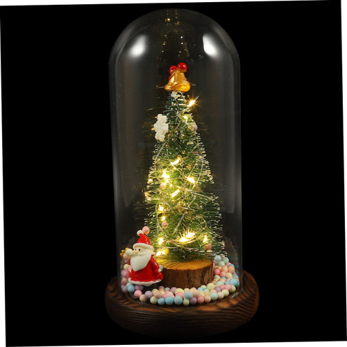 BESTOYARD Christmas Tree Glass para Mesa De Desk Bottle Brush Trees Lighting Xmas Trees Mini Dome Tree Christmas Party Supplies Small Christmas Trees Christmas Decorations