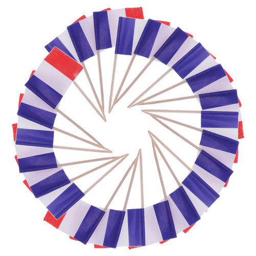 Happyyami Usa Flag 200Pcs France Flag French Toothpick Flags Small Mini Stick Flags Cupcake Toppers Cocktail Toothpick Flag for Parade Party National Day Food Cake Decoration American Flag