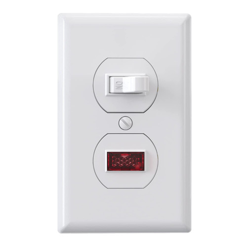 ELEGRP Single Pole Pilot Light Switch, Lighted Toggle Switch and Illuminated Light, 15A, 120V, in-Wall On/Off Switch, Self-Grounding, Wall Plate is Included, UL Listed (1 Pack, Glossy White)
