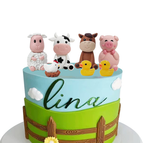 Farm Animal Cake Topper with Cow Horse Sheep Pig Duck Hen for Farm Animal Theme Birthday Baby Shower Party Farm Animal Cake Topper with Cow Horse Sheep Pig Duck Hen for Farm Animal Theme Birthday Baby Shower Party