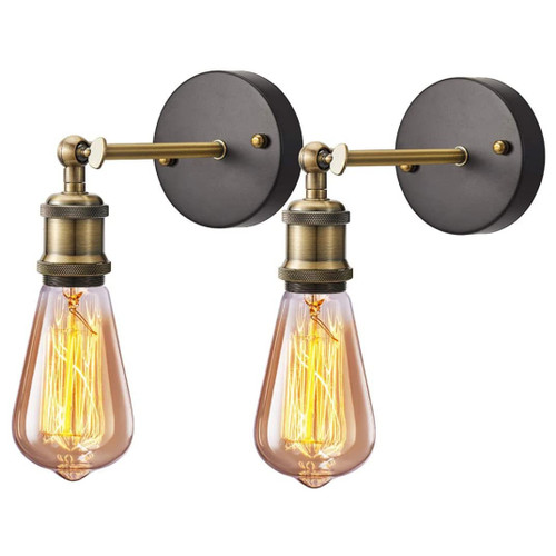 XJKLBYQ Industrial Wall Light E27 Retro Sconce Lamp Bedside Wall Lighting Fixtures Lamp Bedside Wall Lighting Fixtures 2PCS (No Bulb)