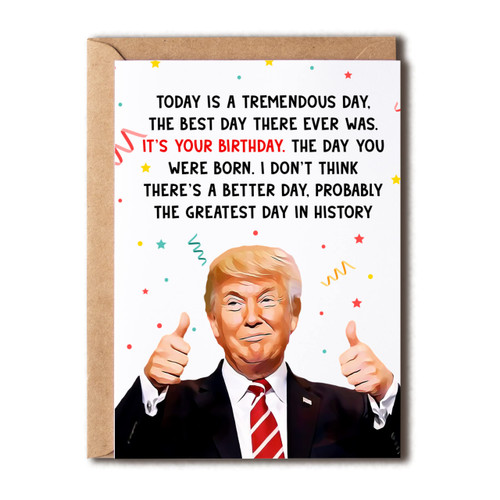 OystersPearl Today Is A Tremendous Day - Trump Birthday Card - Funny Trump Bday Card - Humorous B-Day Card - Hilarious Birthday Card