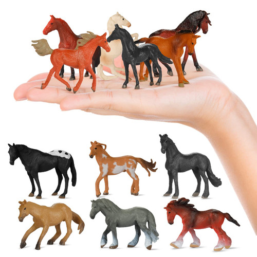 CLESDF 20Pcs Plastic Horse Figure Toy Set for Kids, Miniature Realistic Pony Horse Toy Figurine Farm Animal Toy Gift, Premium Horse Party Favor Decoration Cake Topper Birthday Pinata
