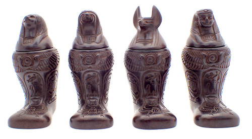 Discoveries Egyptian Imports - Footed Canopic Jars Black Matte - Set of 4-4" - Made in Egypt