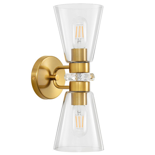 AIJIASI Gold Bathroom Sconces Wall Lighting, 2-Light Modern Wall Sconce 14.7 Inch Vanity Light Fixtures with Thickened Glass Shade, Wall Sconce Light for Mirror Living Room Bedroom Hallway AIJIASI Gold Bathroom Sconces Wall Lighting, 2-Light Modern Wall Sconce 14.7 Inch Vanity Light Fixtures with Thickened Glass Shade, Wall Sconce Light for Mirror Living Room Bedroom Hallway